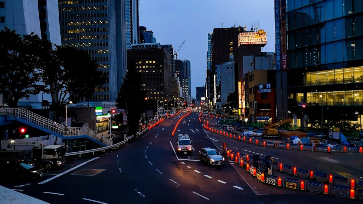 O conductă de 13 metri a erupt din asfalt în Japonia și a blocat traficul