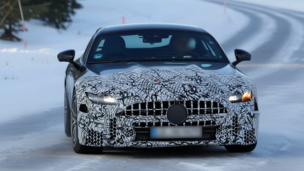 Mercedes-AMG GT facelift surprins în teste cu un nou design frontal