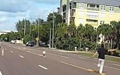 Un sofer salveaza doi copii din trafic imagini surprinse de o camera de bord