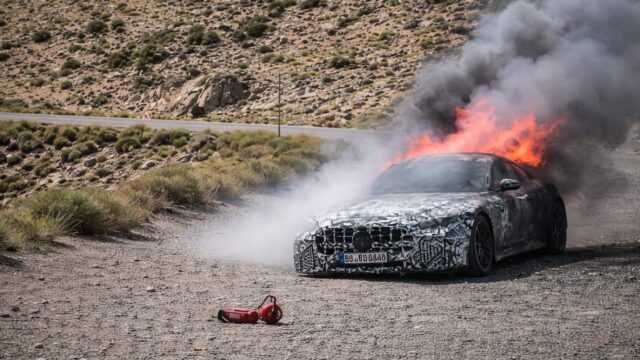 A ars complet în timpul testelor din Sierra Nevada. Ce s-a întâmplat cu prototipul Mercedes-AMG GT facelift