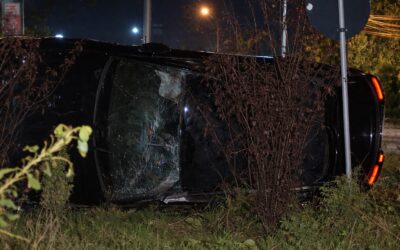 Un autoturism de lux s-a răsturnat de mai multe ori în Bragadiru, doi oameni au ajuns la spital. Ce a dus la pierderea controlului