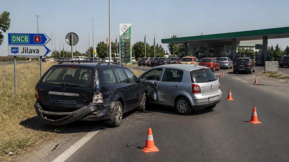 Două autoturisme s-au ciocnit pe DNCB, la Jilava 1 Două autoturisme s-au ciocnit pe DNCB, la Jilava