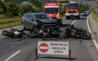 DN7, blocat complet în Hunedoara după un accident cu trei motociclete și patru răniți. Ce s-a întâmplat între Burjuc și Zam