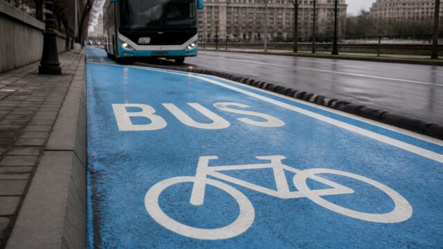 Bicicliștii din Piața Națiunilor Unite circulă pe banda STB. Traficul în București cere acum atenție sporită la depășiri