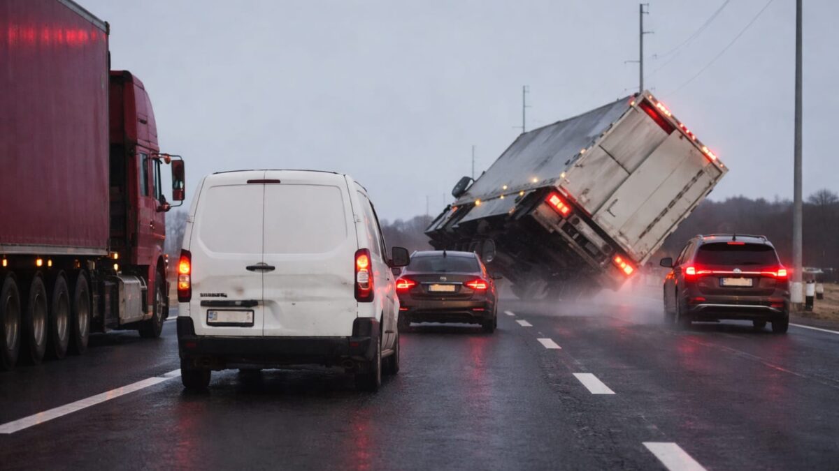 Un camion de 36 de tone s-a răsturnat pe autostradă după ce a blocat traficul 1 Un camion de 36 de tone s-a răsturnat pe autostradă după ce a blocat traficul