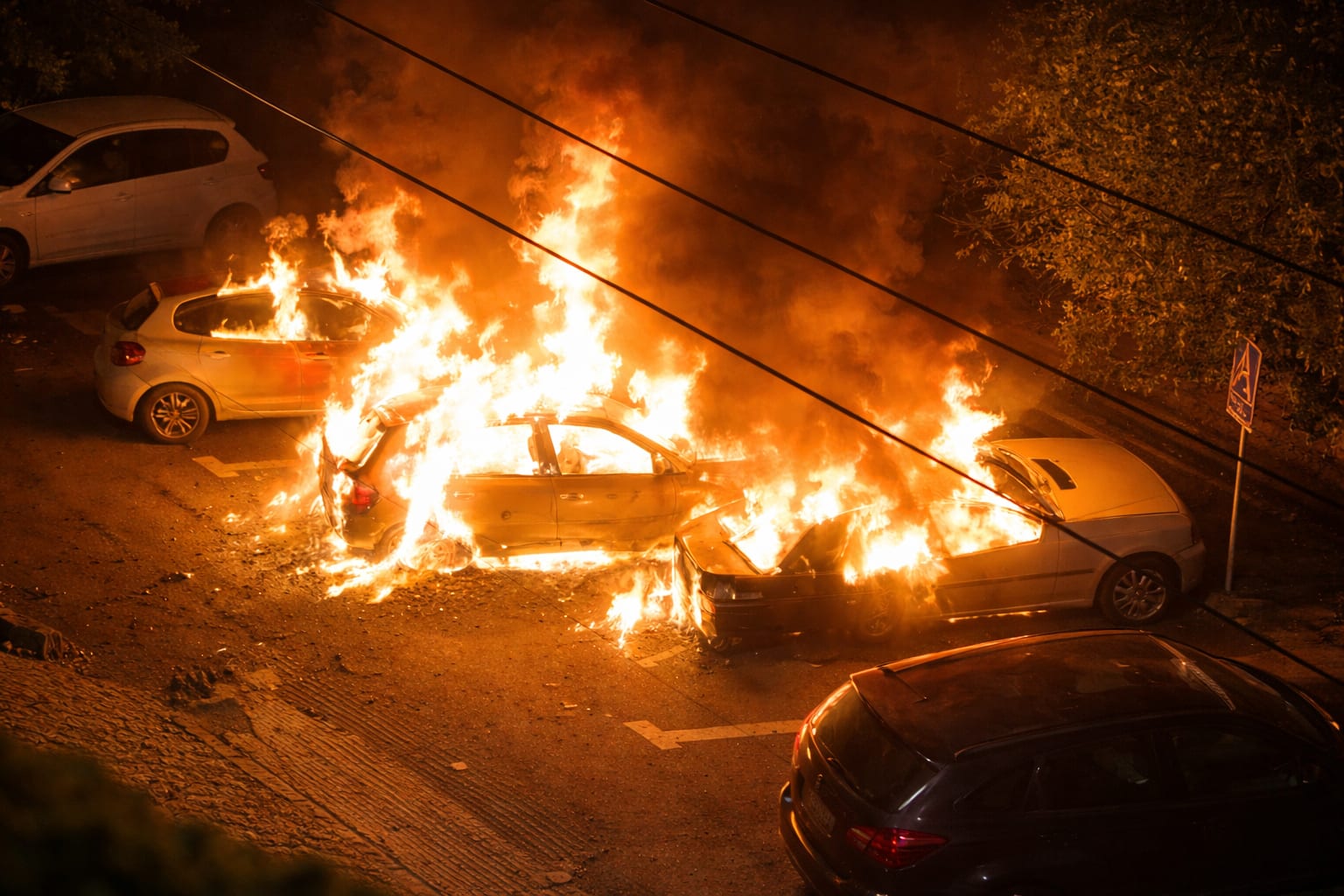 Patru mașini au ars într-o parcare din Oradea, două fiind distruse în proporție de 90% 2 incendiu Oradea mașini, imagine 2