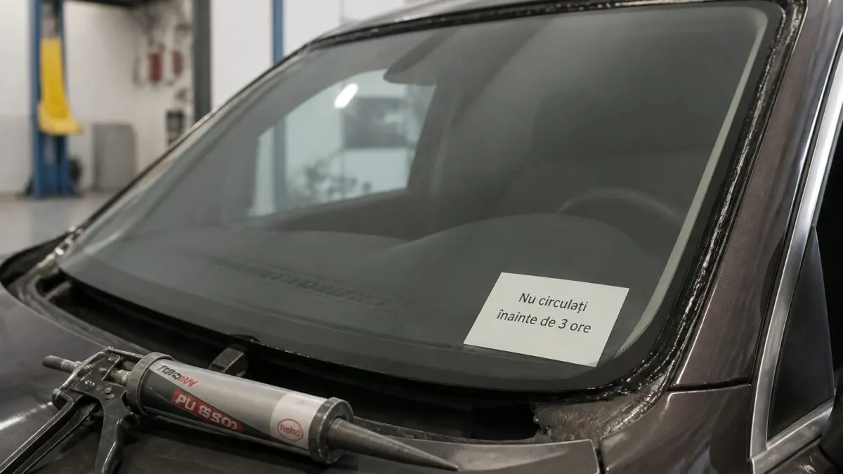 Parbrizul lipit îți poate salva viața la răsturnare. Mașina cere între 15 minute și 3 ore până la plecarea sigură după înlocuire