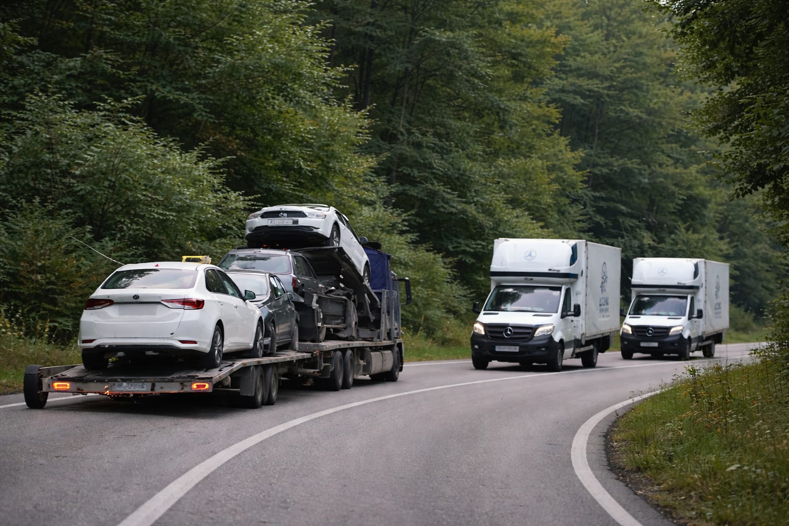 10 km ar fi mers mai departe șoferul unei platforme rămase fără roată pe Valea Oltului, după ce piesa a zburat pe contrasens 2 platformă auto roată pierdută, imagine 2