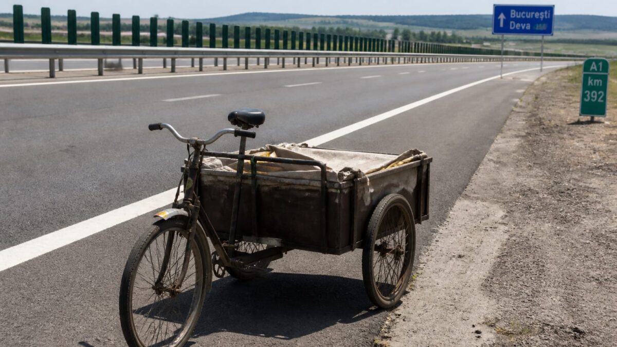 Un bărbat de 62 de ani a mers cu tricicleta pe contrasens pe A1. Cum a încetinit Poliția traficul de la 76 km