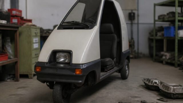 Un Fiat Panda din 1993 este prezentat drept cea mai îngustă mașină din lume, cu o lățime de 50,2 centimetri