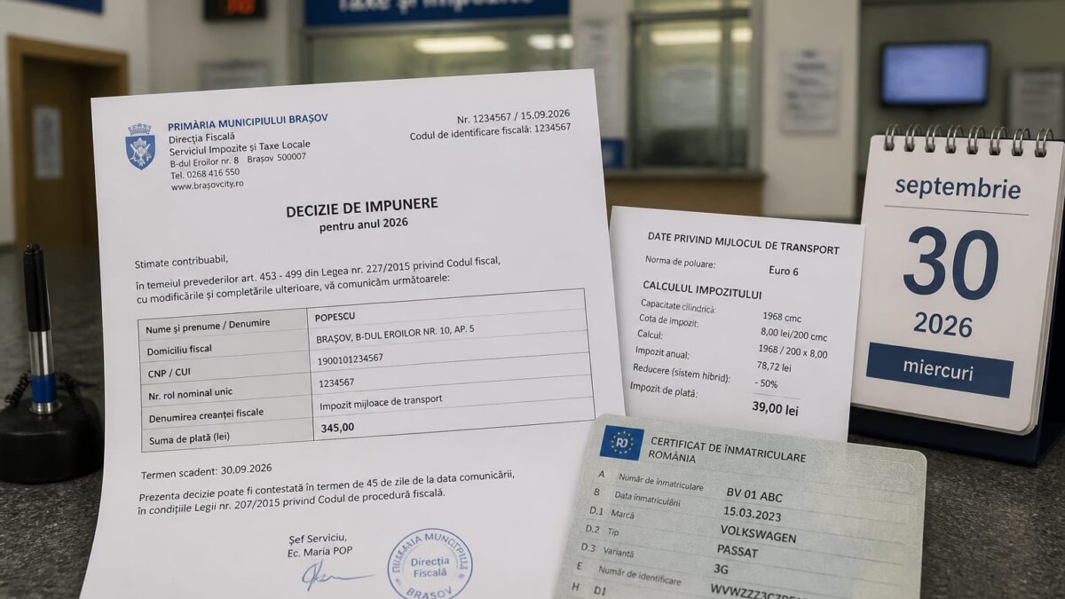Șoferii mai au de achitat 50% din impozitul auto până la 30 septembrie, iar calculul include acum și norma Euro