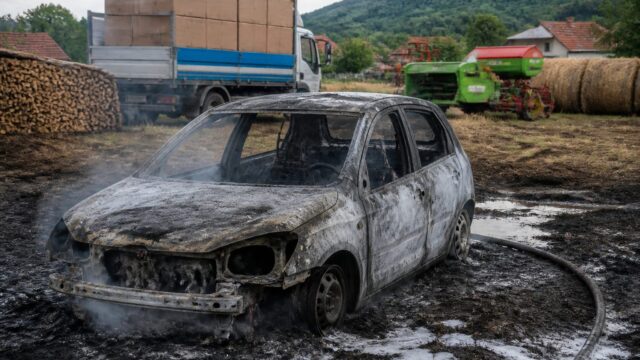 Incendiul unei mașini s-a extins la vegetația uscată din Reea 5 Incendiul unei mașini s-a extins la vegetația uscată din Reea